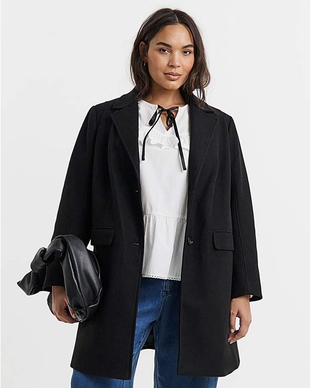 Simply Be Blue Short Faux Wool Coat