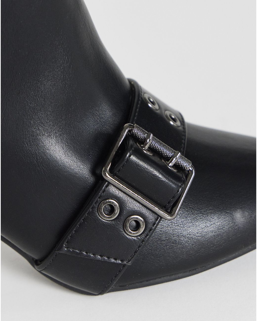 Simply Be Black Knee High Heeled Boots Strap Wide S