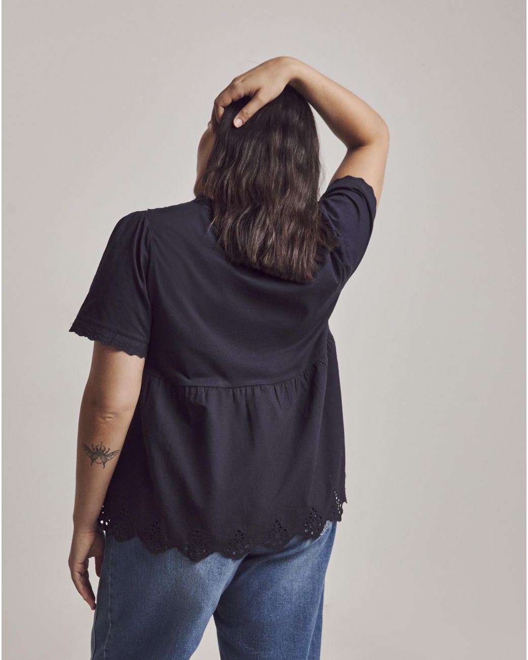Julipa Blue Lace Trim Blouse