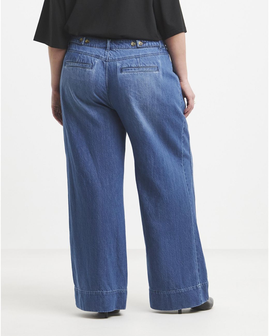 Simply Be Blue Authentic Drape Wide Leg Jeans