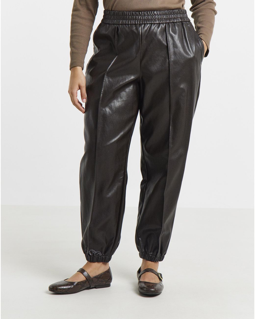 Simply Be Black Pu Balloon Trouser
