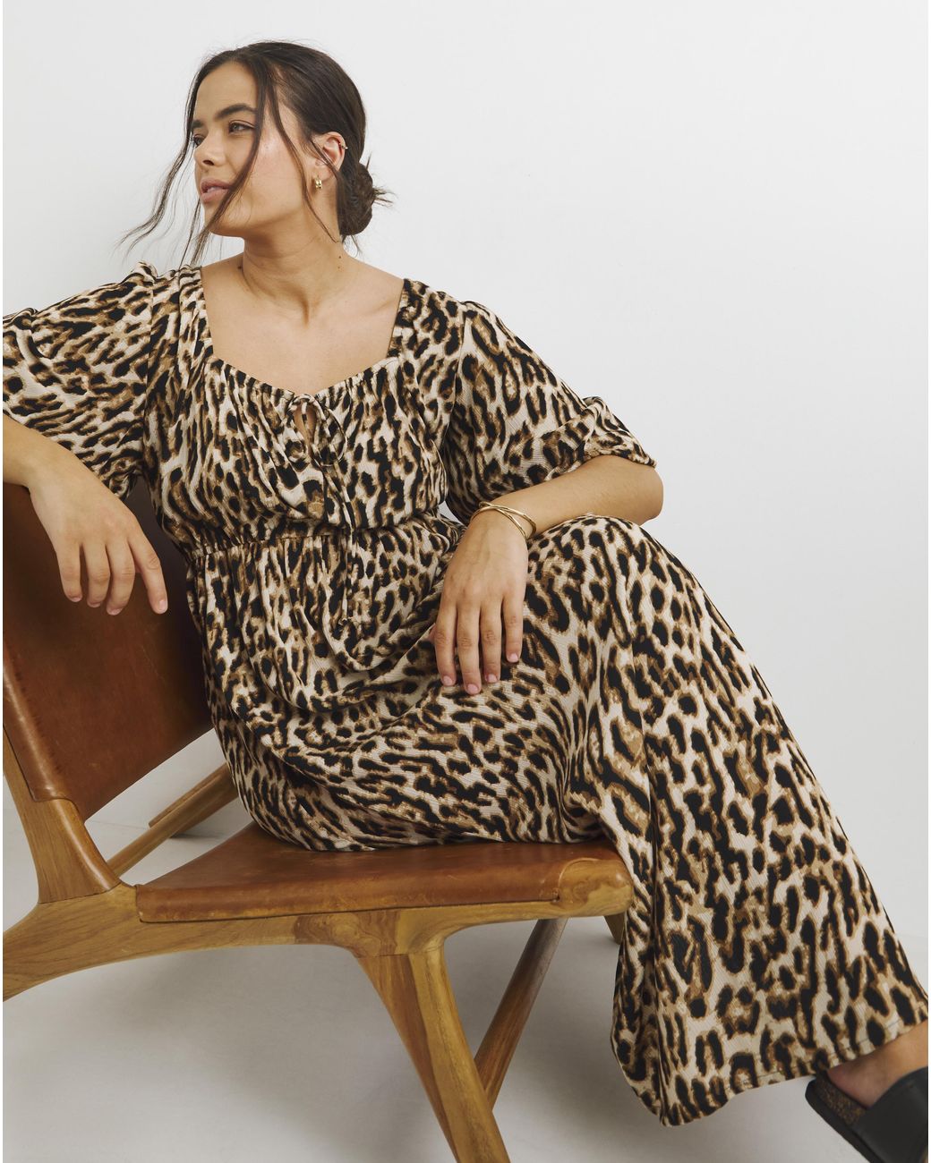 Simply Be Brown Crinkle Goddess Dress