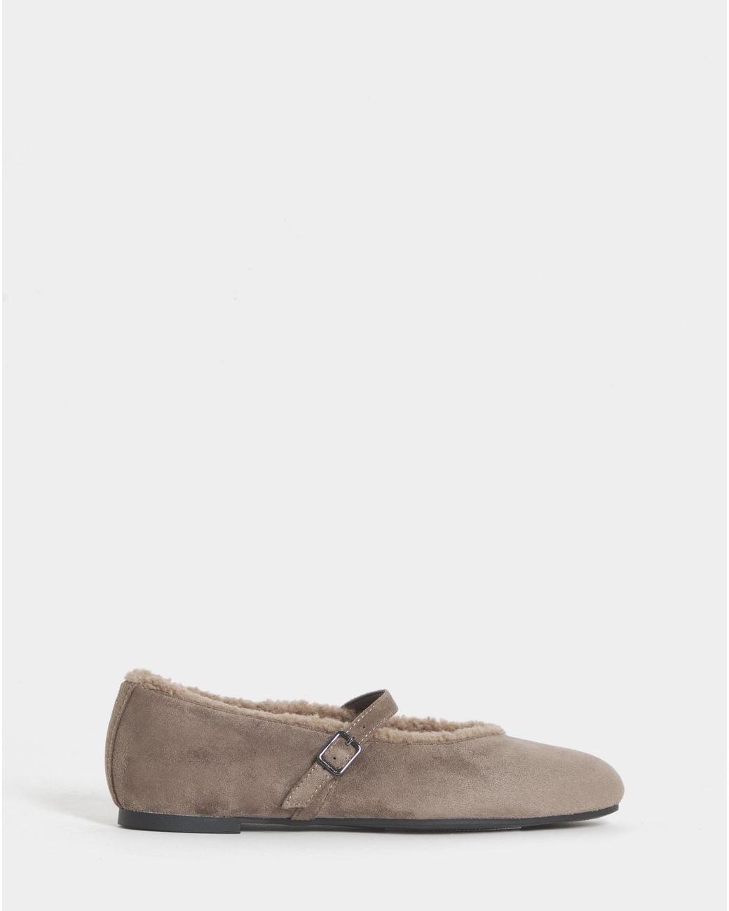 Simply Be Black Fur Lined Mary Jane Ex Wide