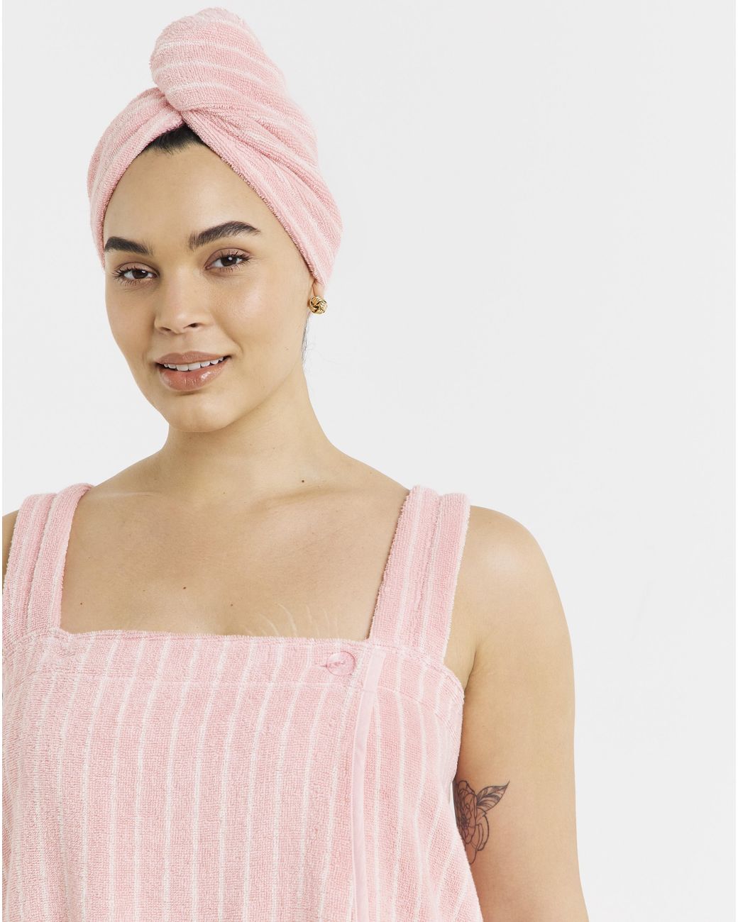 Pretty Secrets Pink Towelling Shower Wrap & Turban