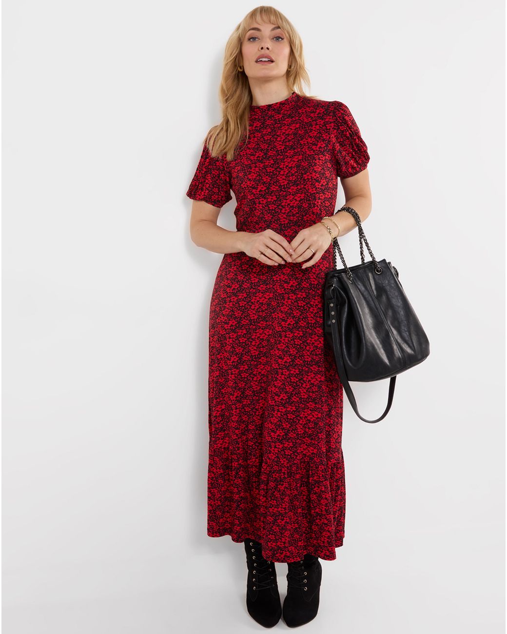Joe Browns Red High Neck Jersey Maxi Dress