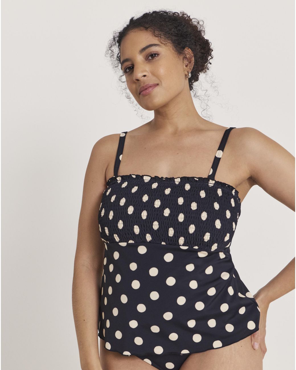 Simply Be Black Printed Bandeau Tankini Top