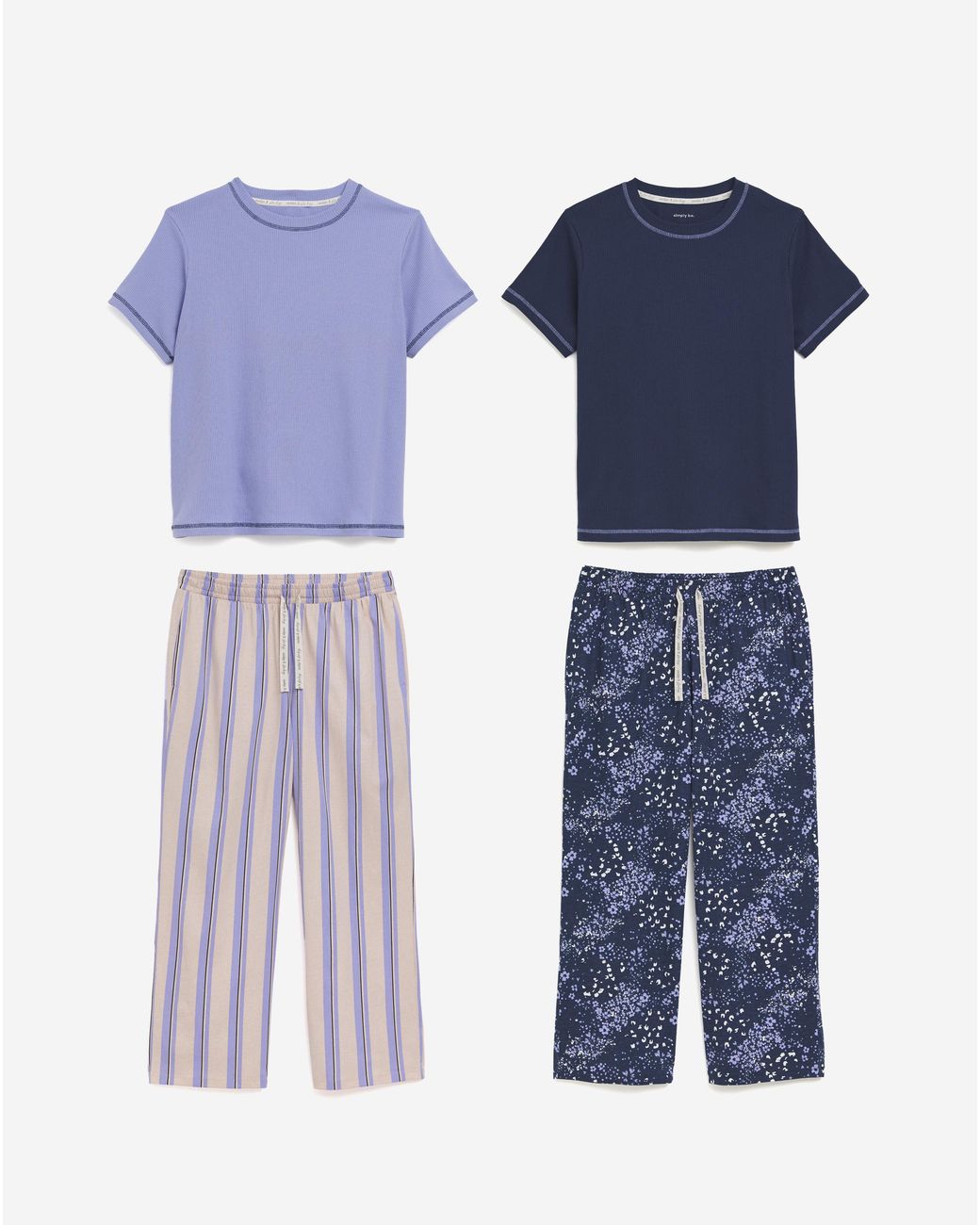 Simply Be Blue 2 Pack Ribbed T-Shirt Set