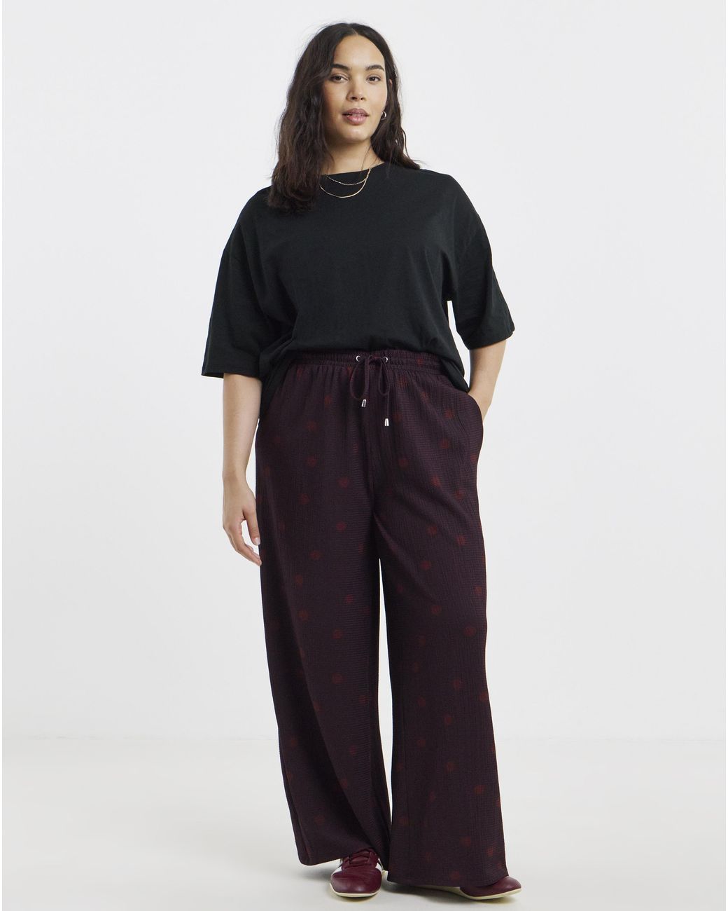 Simply Be White Spot Textured Waffle Trouser