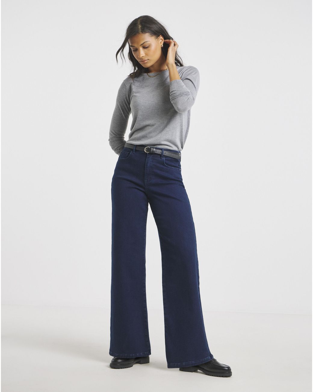 Simply Be Blue Fleece Lined Cosy Wide Leg Jeans