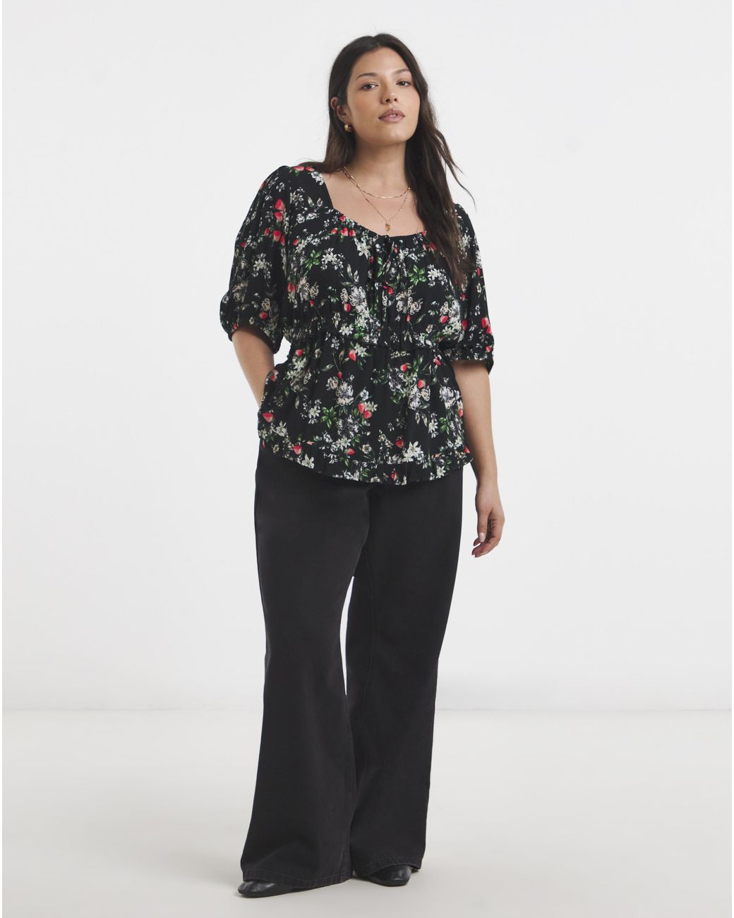Simply Be Black Crinkle Blouse