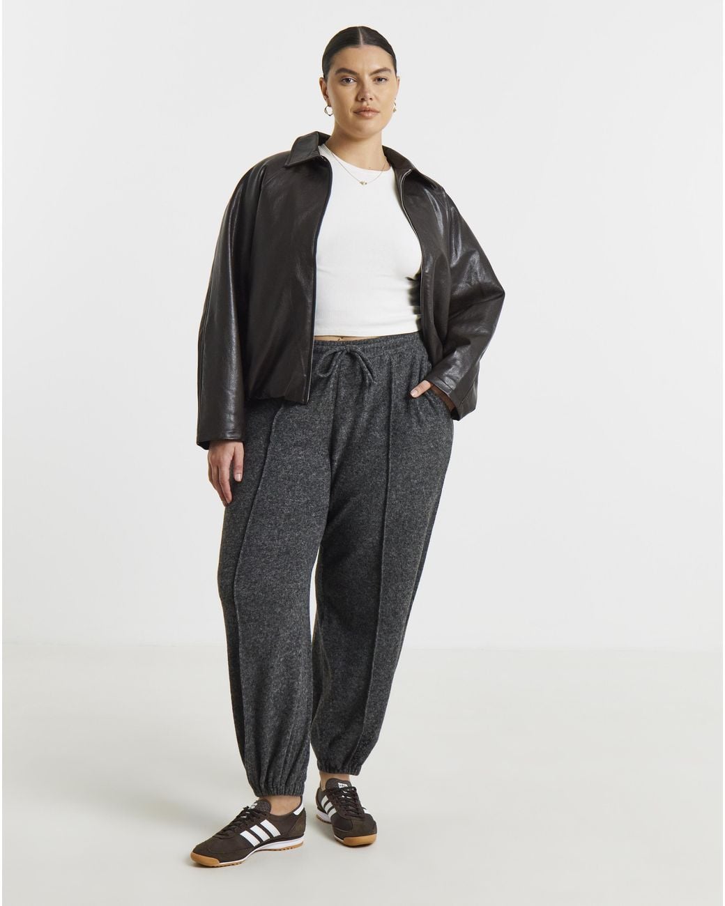 Simply Be Gray Brushed Balloon Leg Trousers
