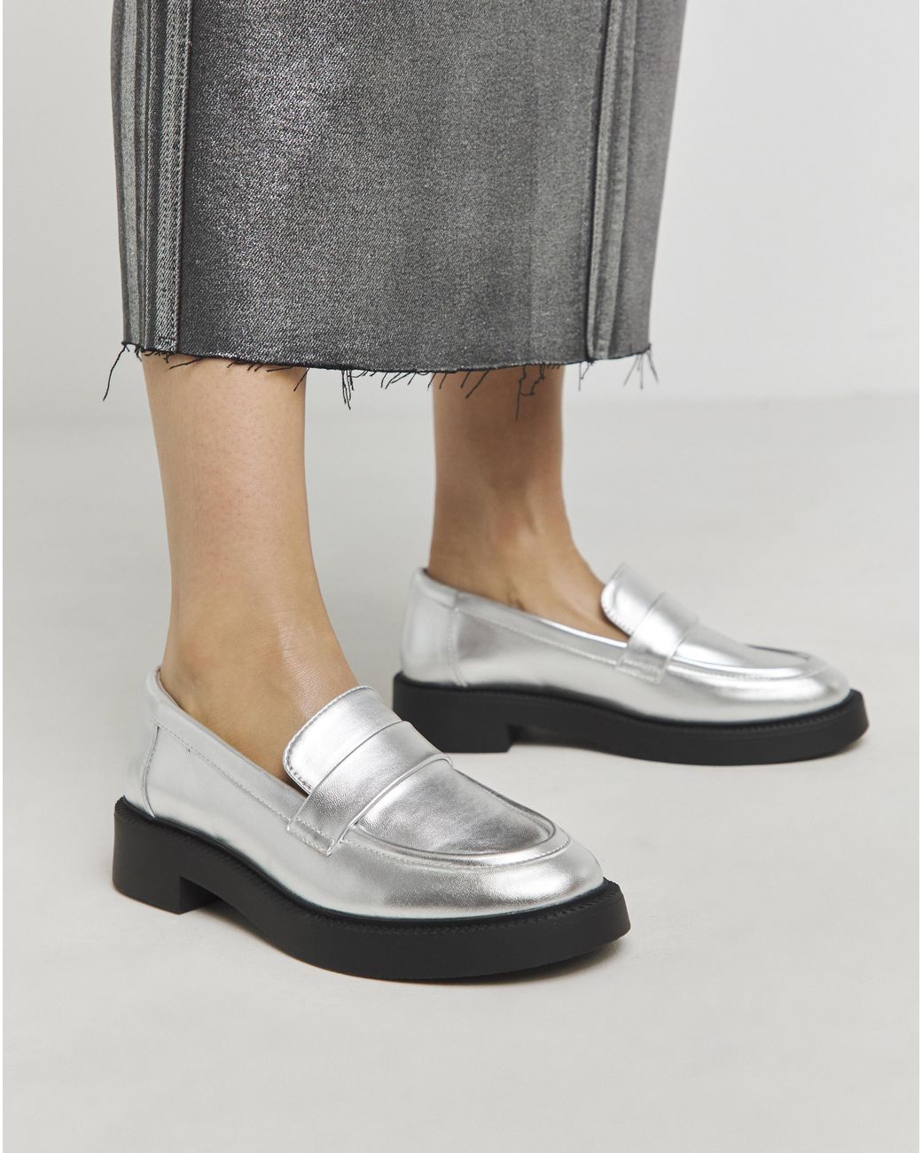 Simply Be Gray Plain Chunky Loafer Wide