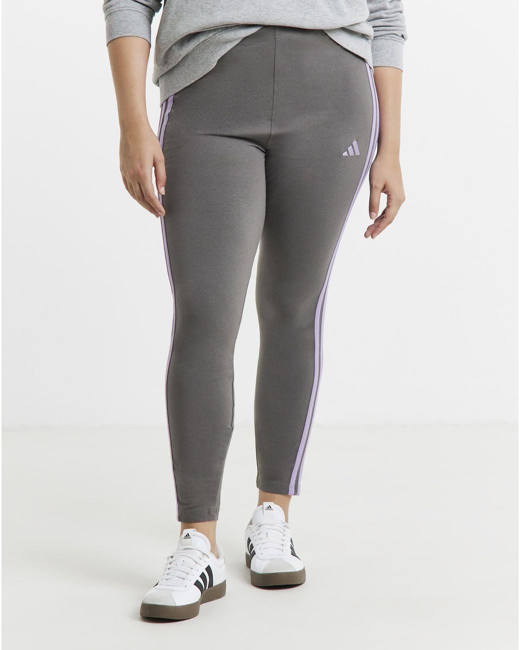 Adidas Gray Essentials 3-Stripes Leggings