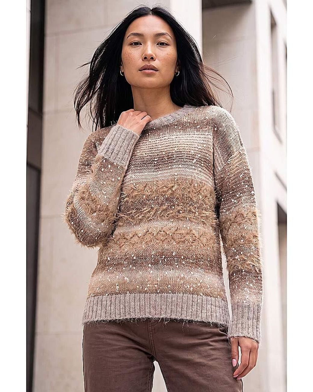 Roman Brown Roman Fluffy Space Dye Jumper