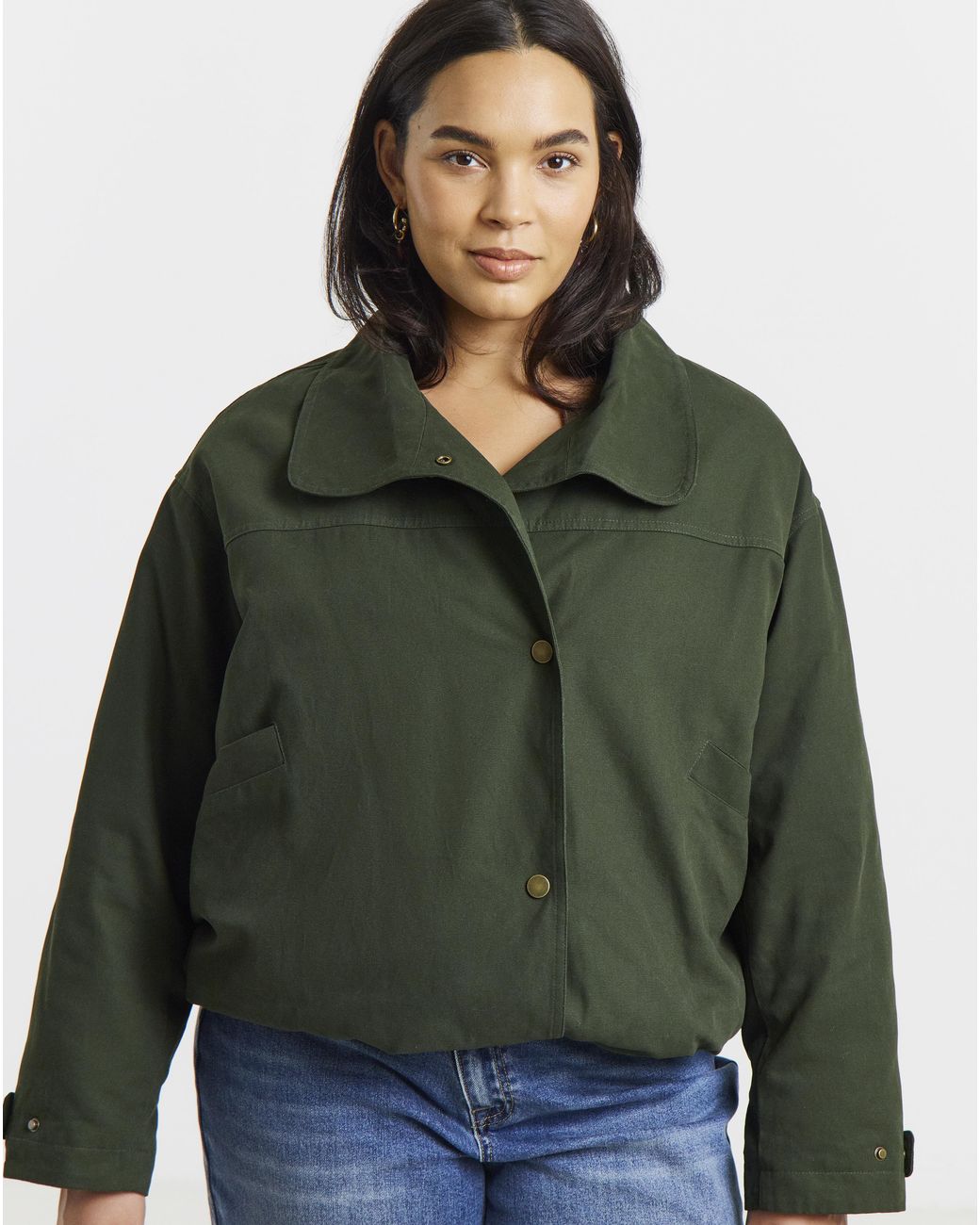 Simply Be Green Faux Fur Collar Parka Jacket