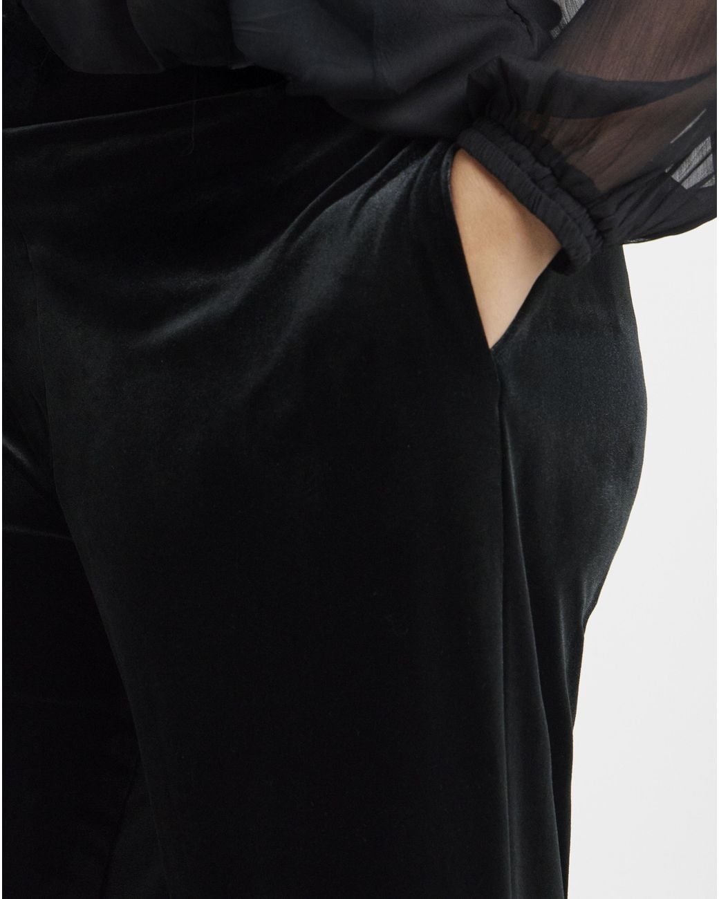 Simply Be Black Velour Wide Leg Trouser