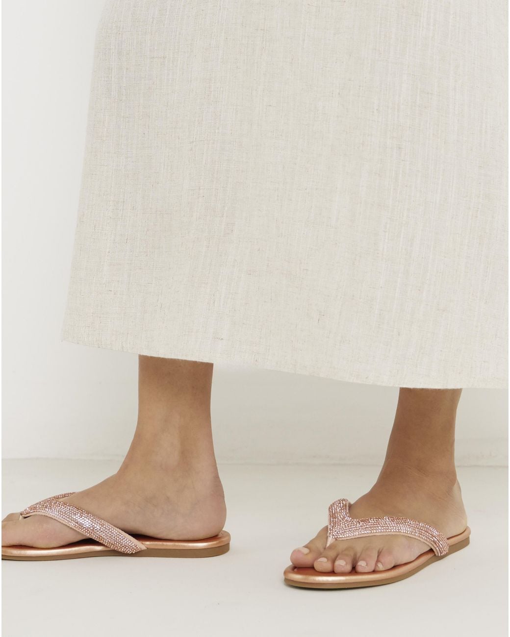Simply Be Natural Flat Toe Post Sandals Wide Fit