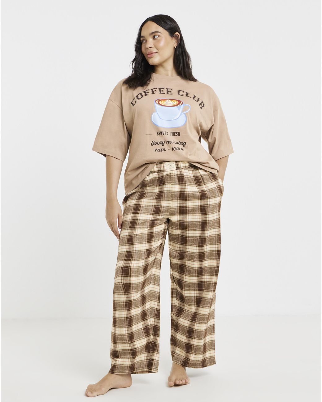 Pretty Secrets Natural Coffee Club Pyjama Set