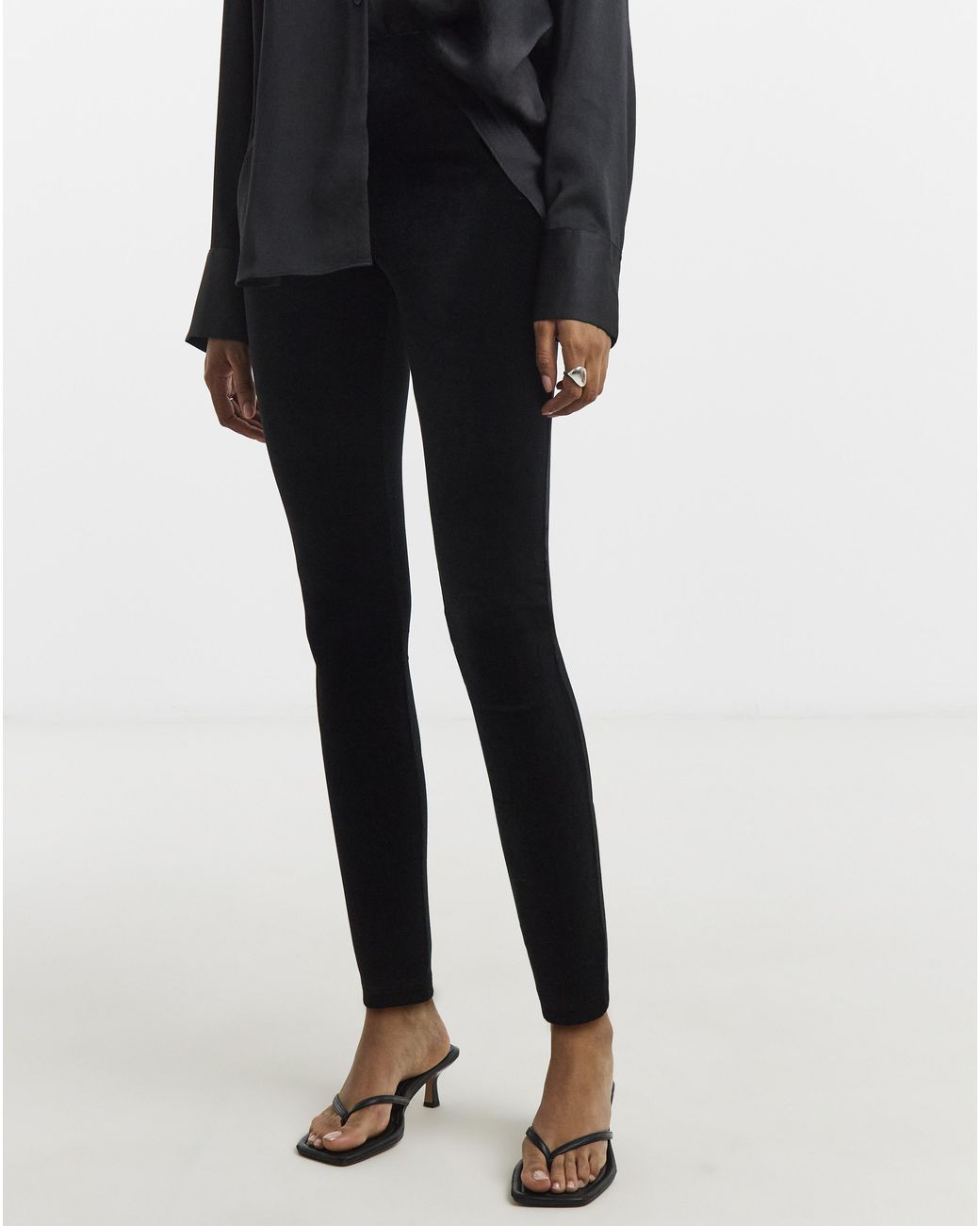 Simply Be Black High Waist Velour Leggings