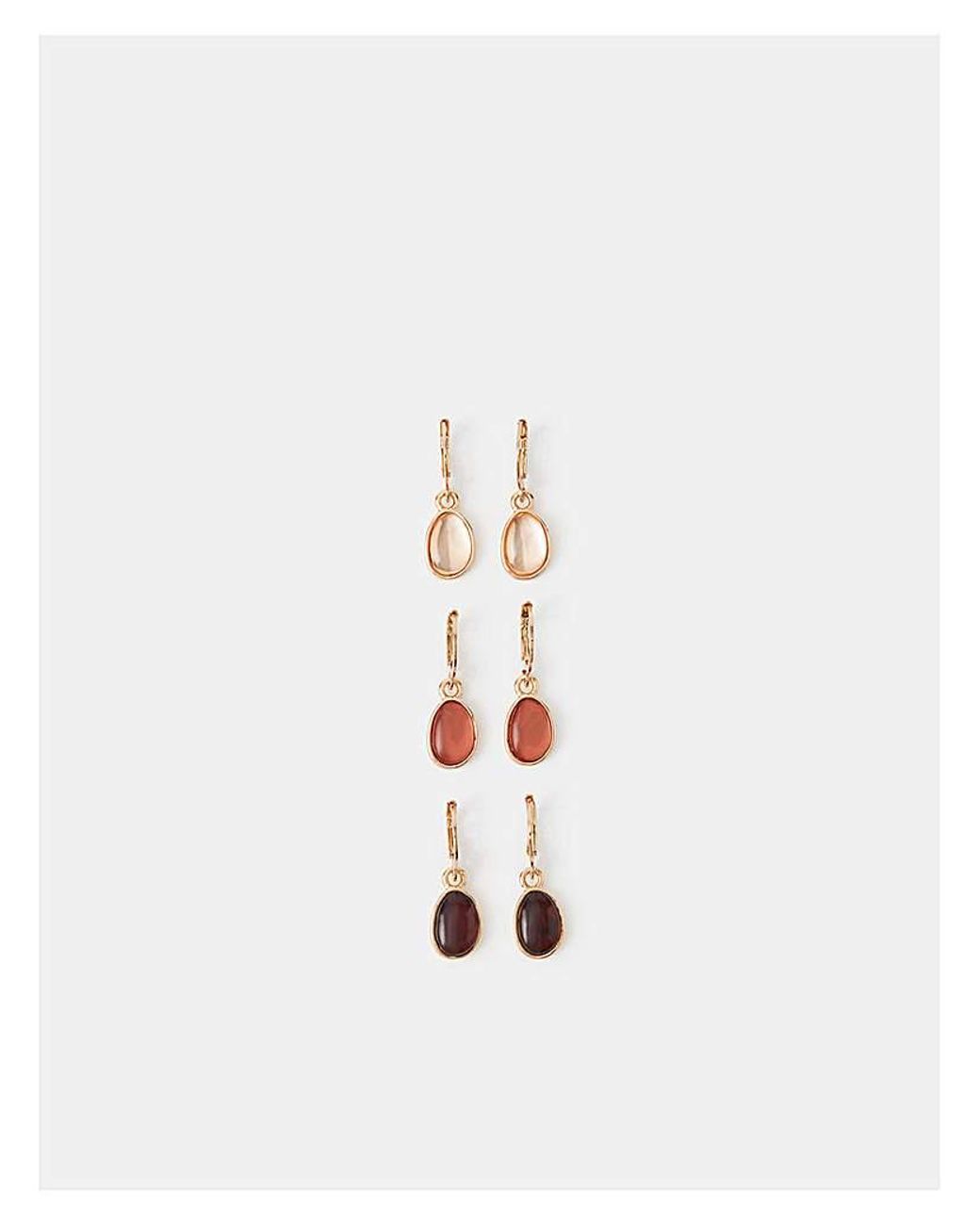 Accessorize White 3-Pack Stone Drop Earrings
