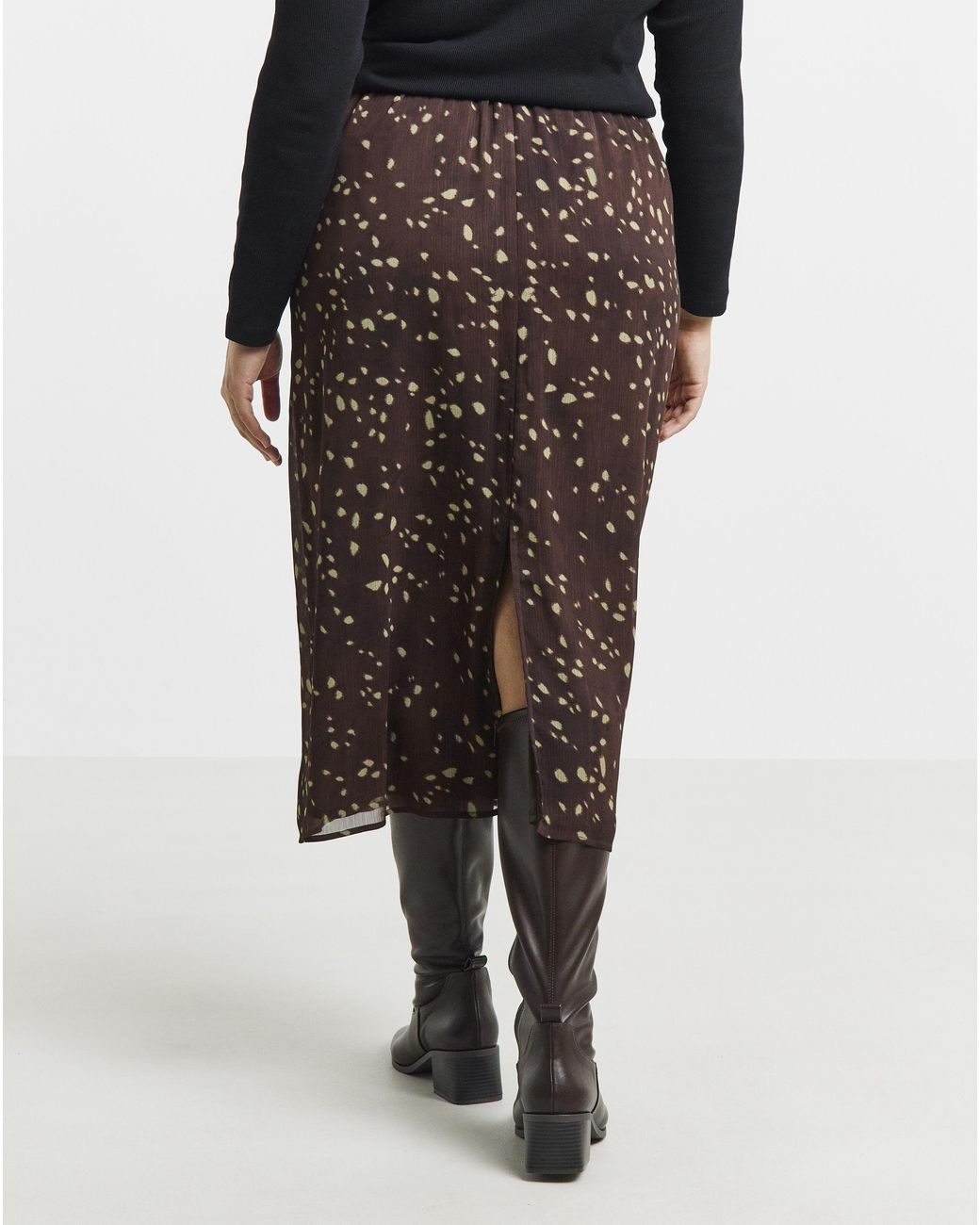 Simply Be Multicolor Deer Print Chiffon Maxi Skirt