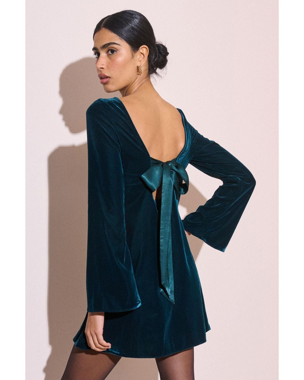 Nobody's Child Blue Joelle Velvet Mini Dress