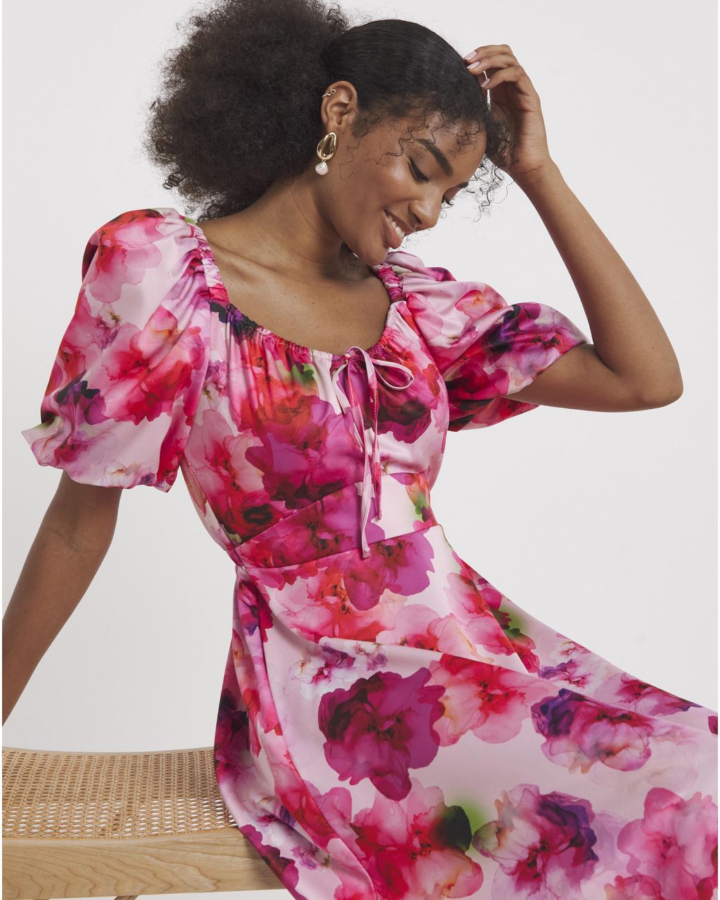 Flounce London Red Floral Maxi Dress