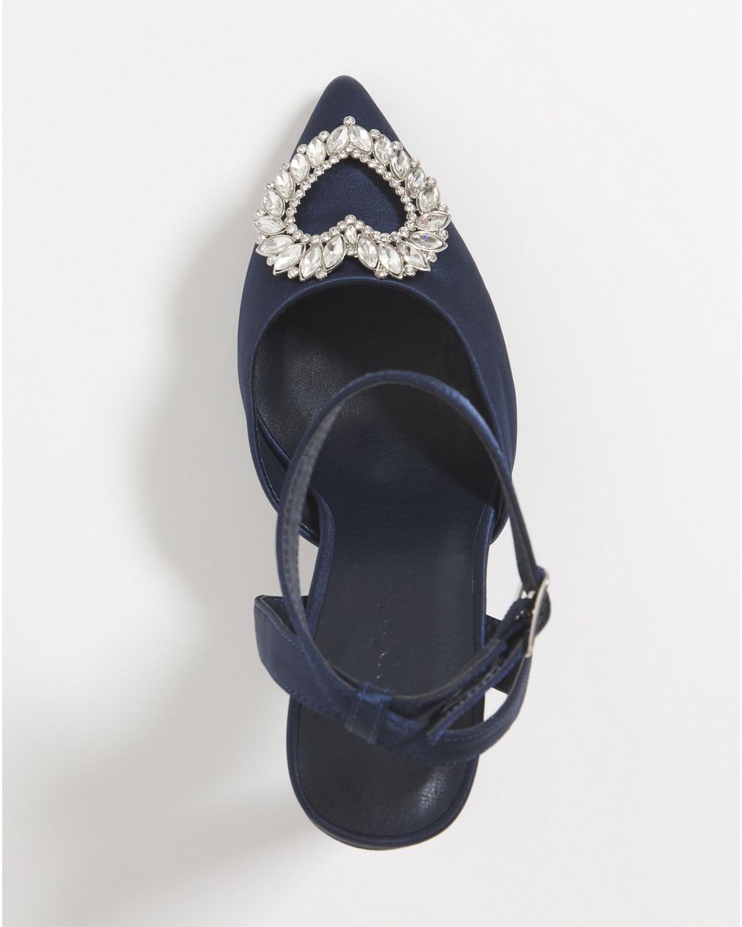 Simply Be Blue Heart Trim Heeled Shoes Ex Wide