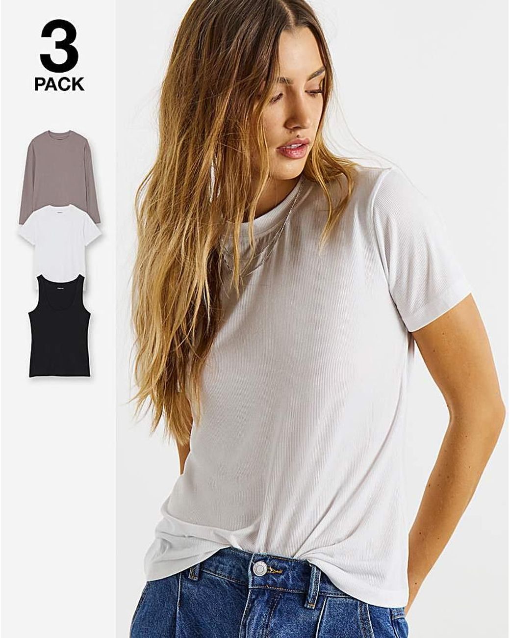 Simply Be Brown 3 Pack Mixed Tops