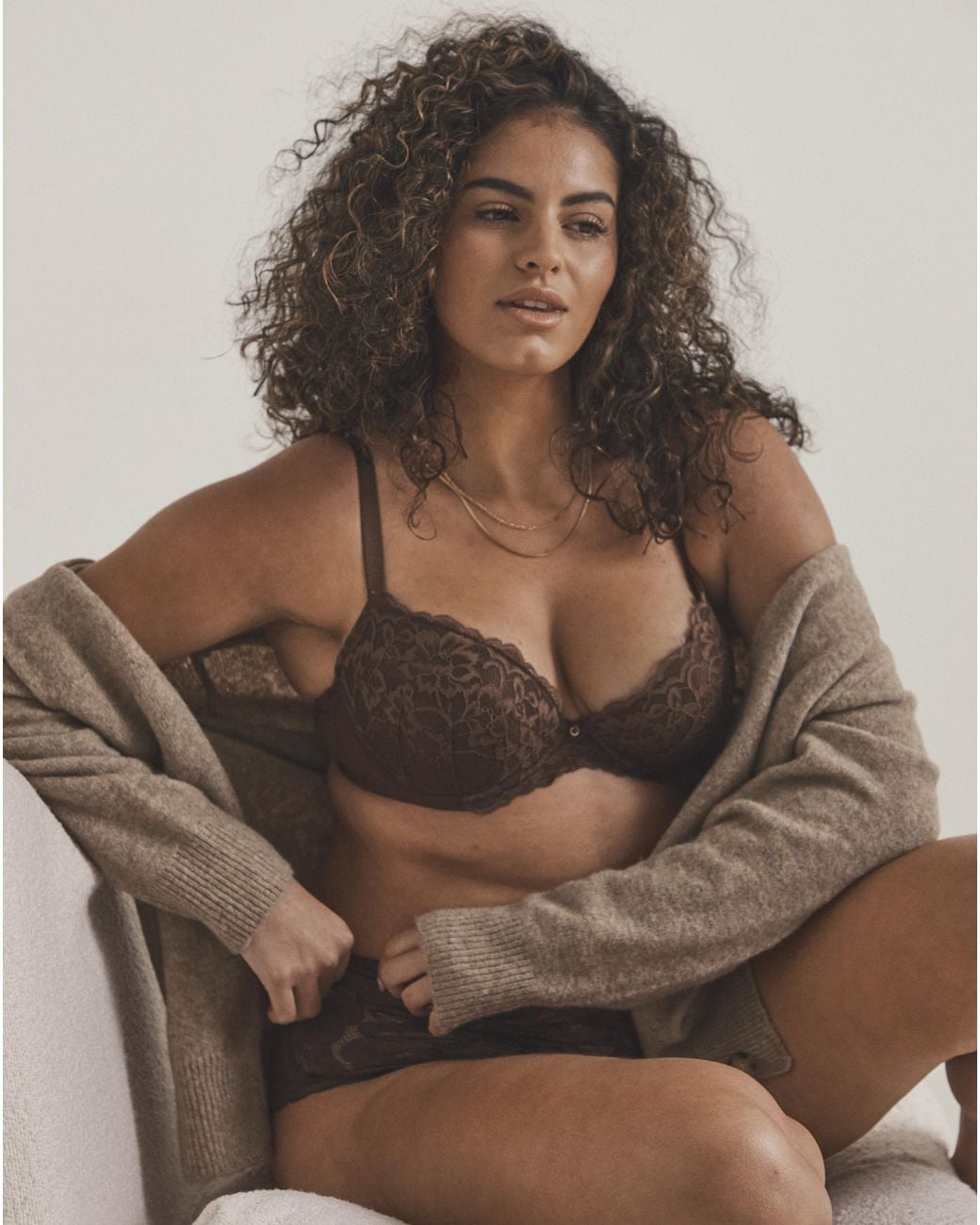 Ann Summers Brown Sexy Lace Plunge Bra