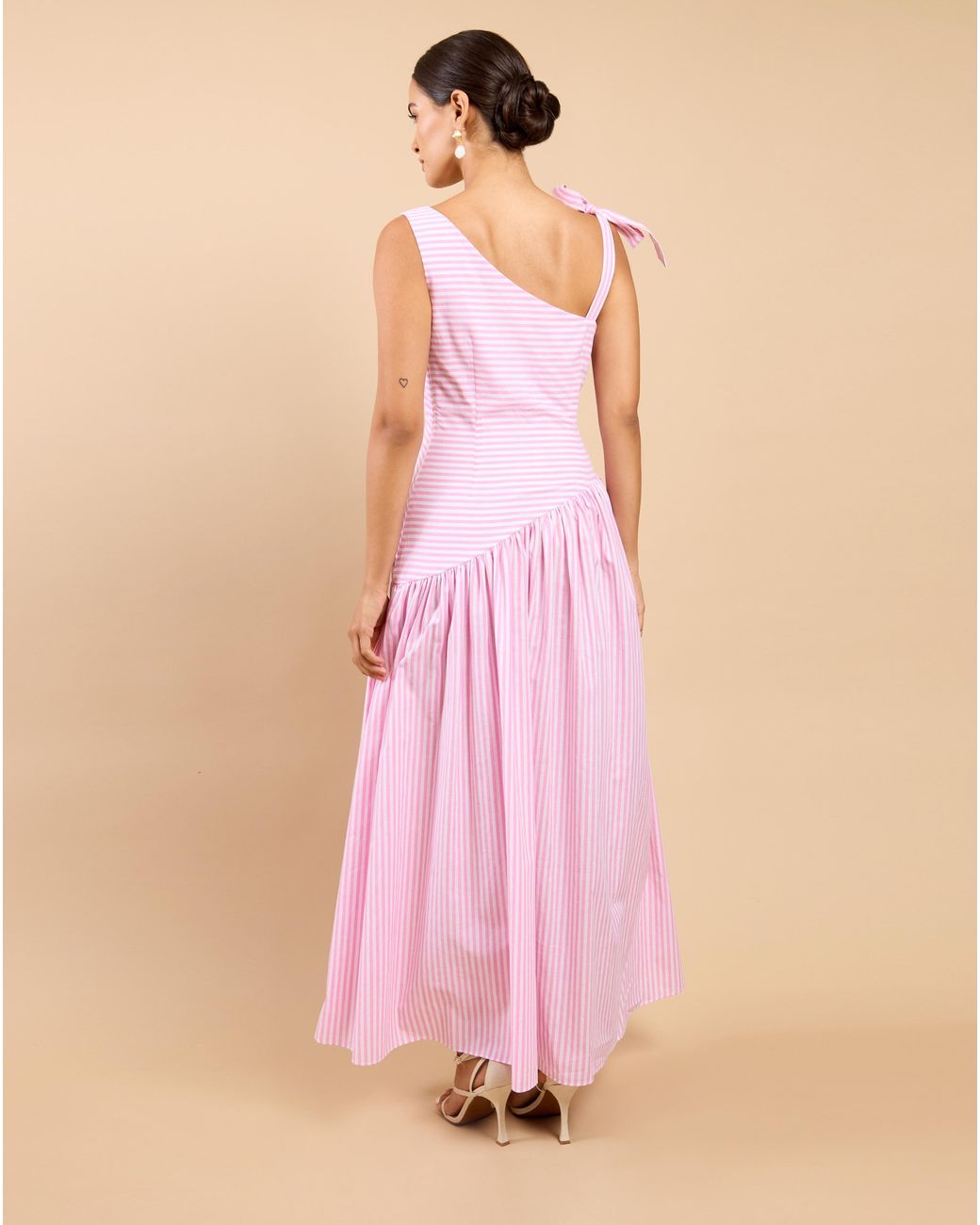 Little Mistress Pink Lm Stripe Midaxi