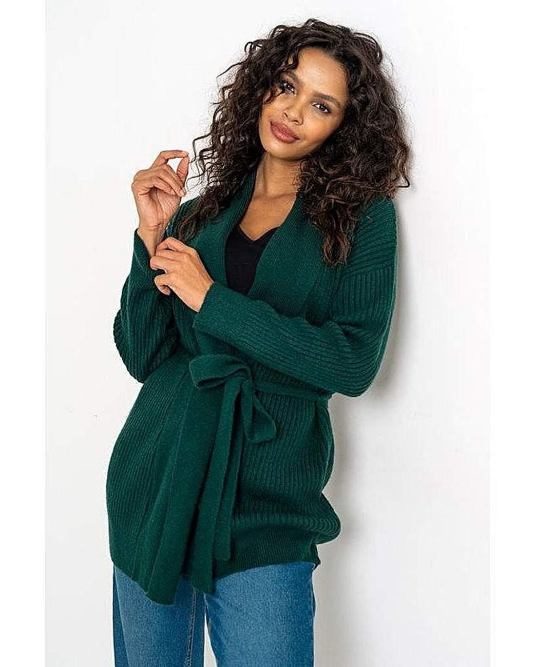 Pour Moi Green Comfy Tie Waist Cardigan