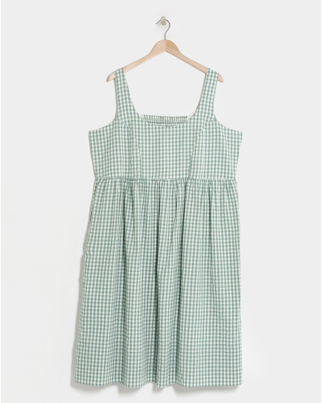 Simply Be Blue Gingham Textured Sundress With Pockets