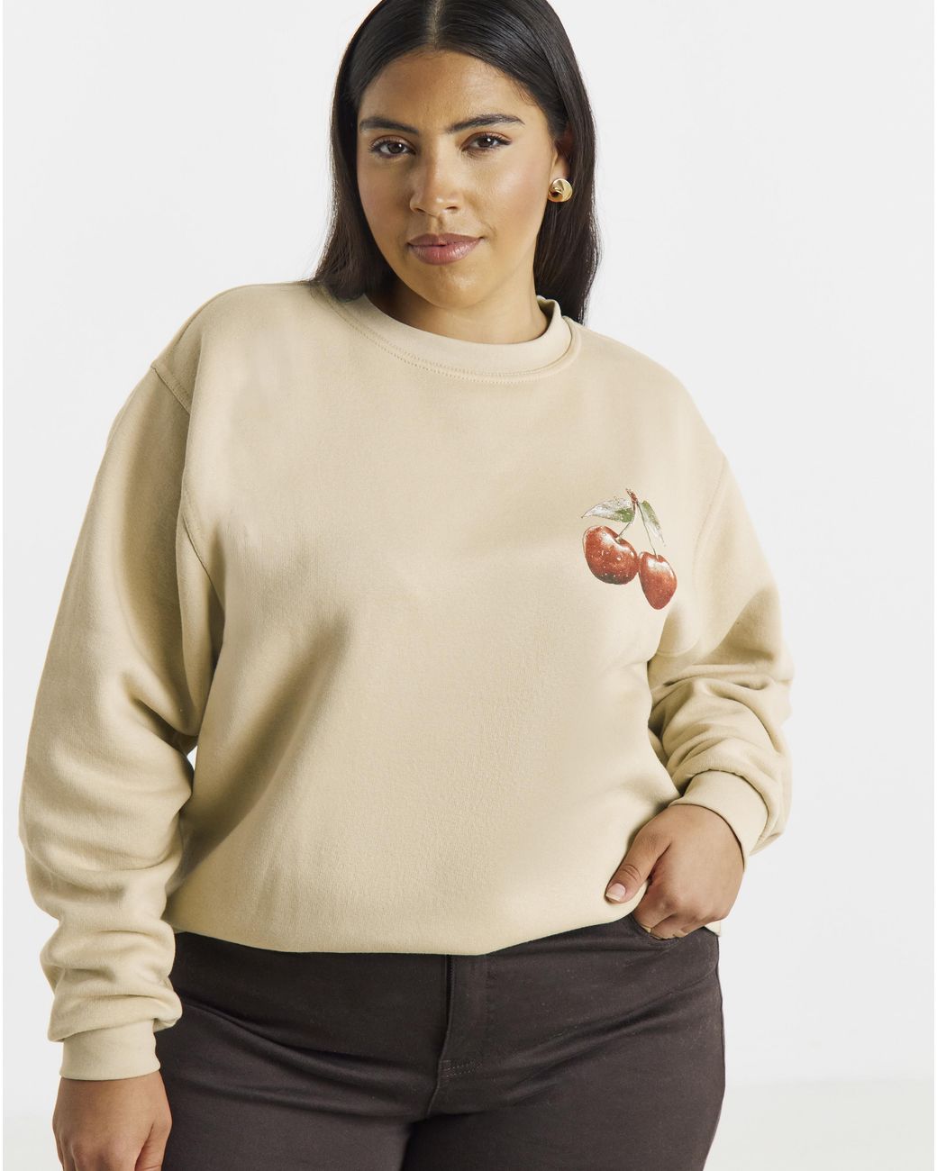 Simply Be Red Cherry Back Graphic Sweatshirt