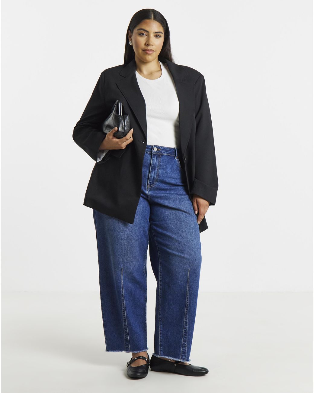 Simply Be Black Oversized Single Breasted Blazer