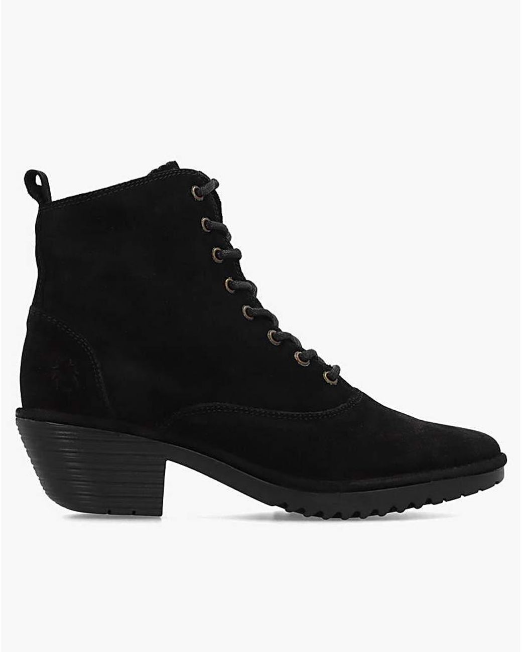 Fly London Black Wune Suede Ankle Boots