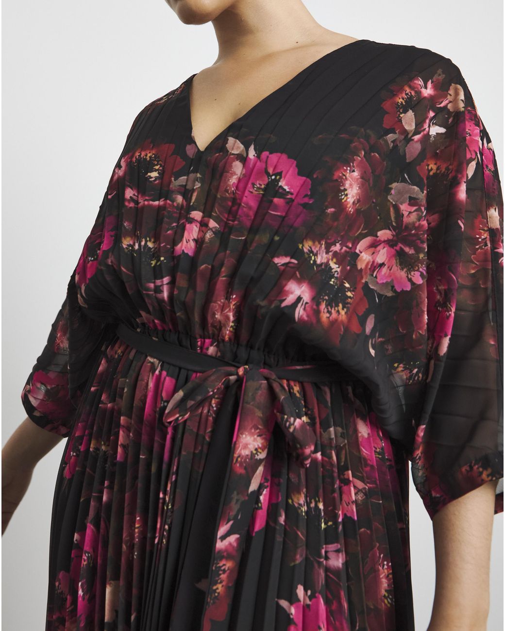 Joanna Hope Red Printed Pleat Maxi Dress