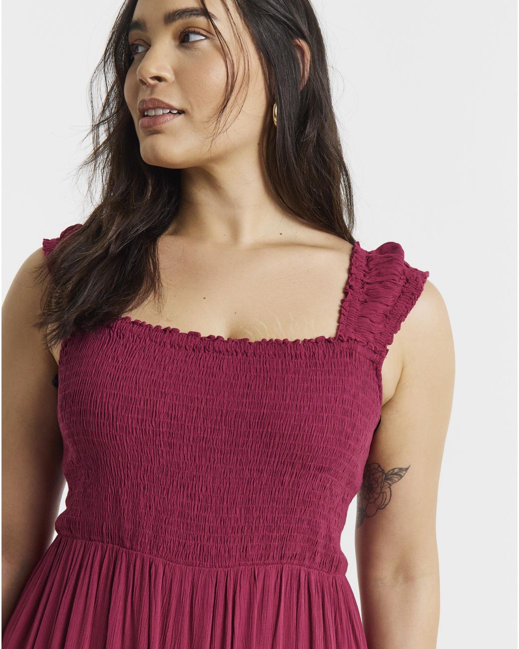 Vila Red Ankle Smock Dress
