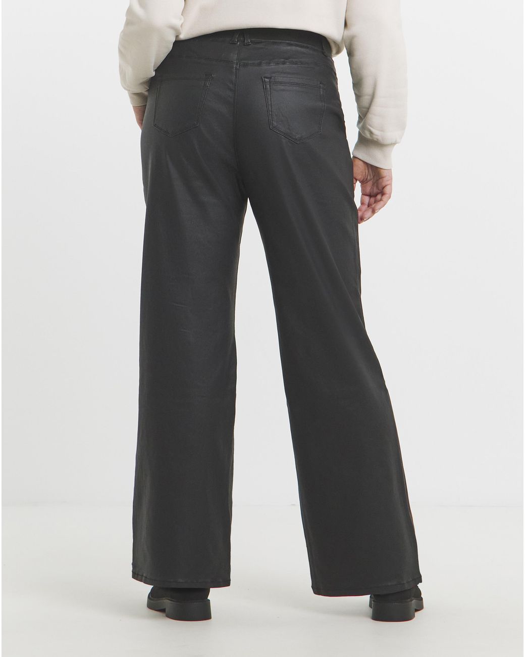 Simply Be White Coated Wide Leg Jeggings