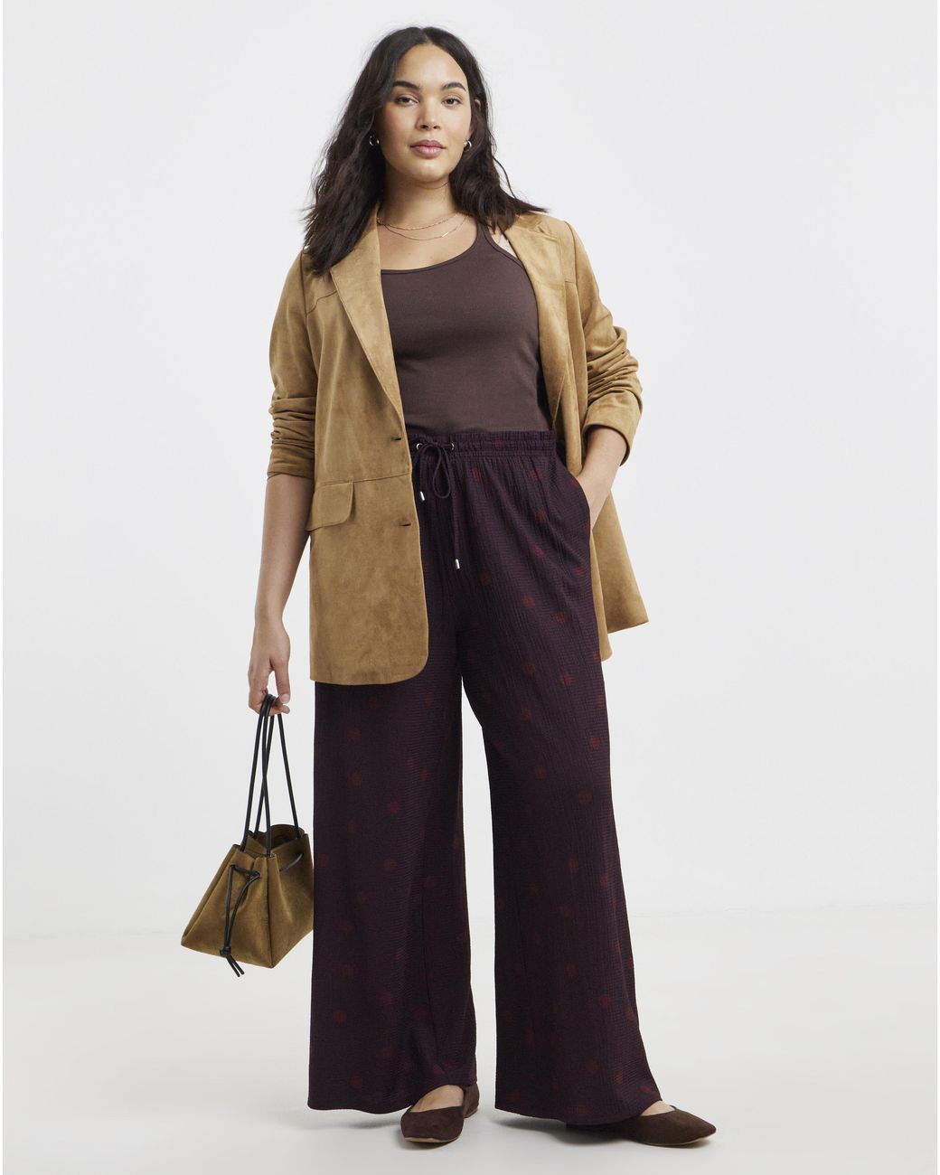Simply Be White Spot Textured Waffle Trouser