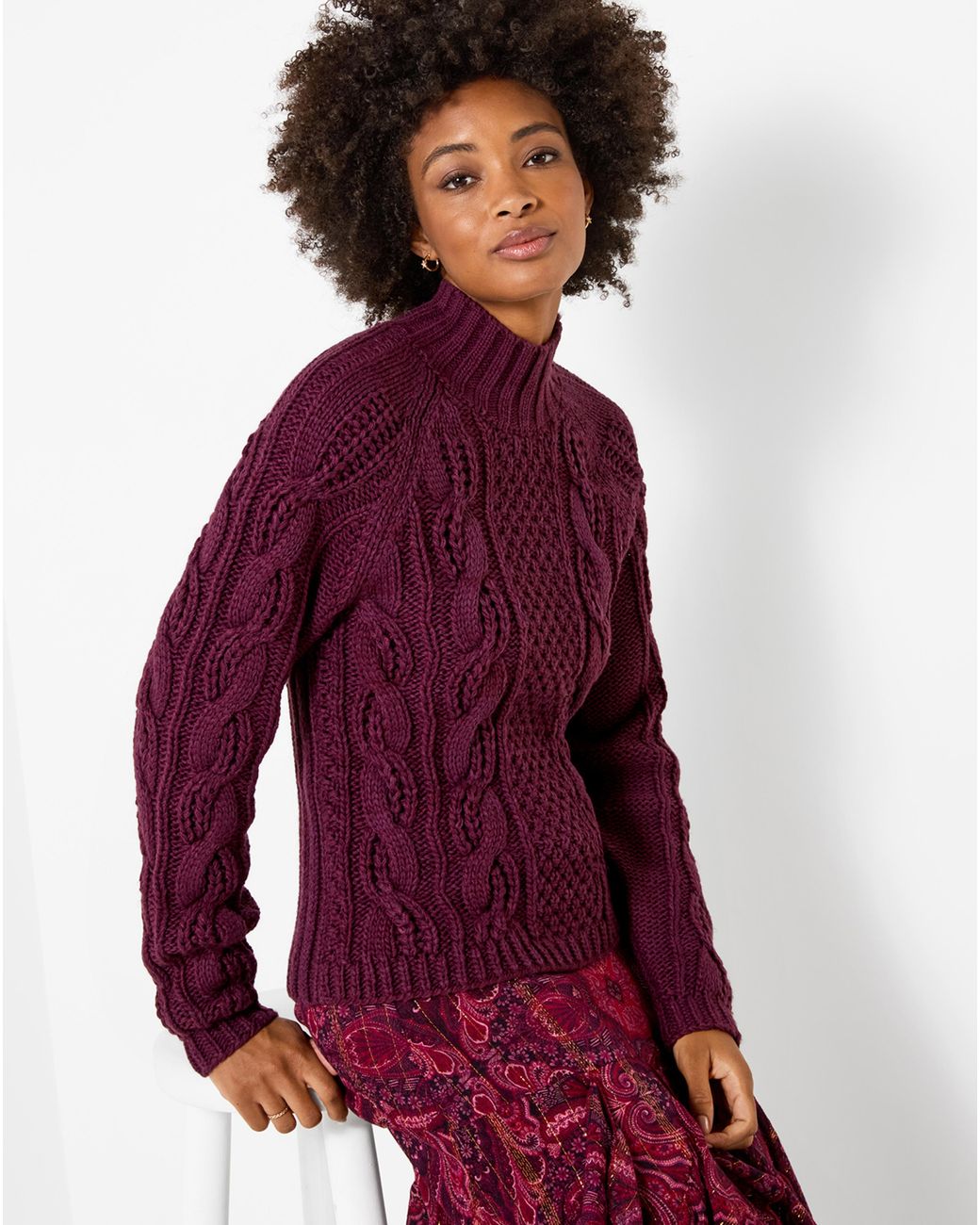 Joe Browns Purple Freya Cable Knit Jumper