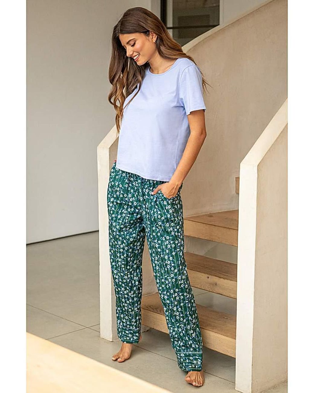 Pour Moi Multicolor Cotton T-Shirt Trouser Pyjama