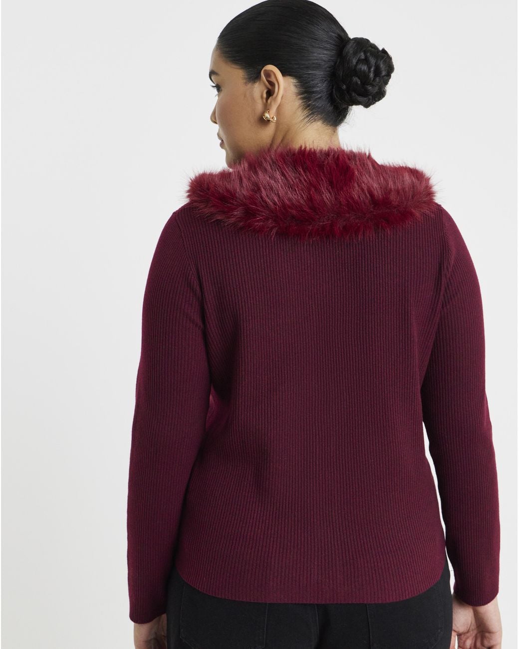 Simply Be Purple Faux Fur Trim Cardigan