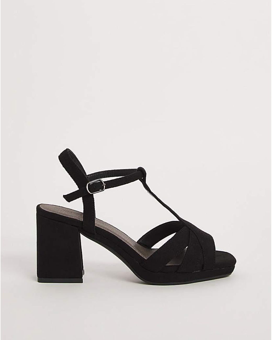 JD Williams Black T Bar Platform Sandal Eee Fit