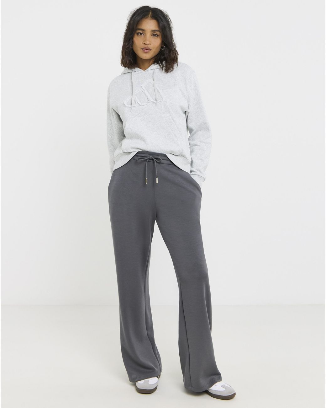 Adidas Gray Ruffled Logo Hoodie