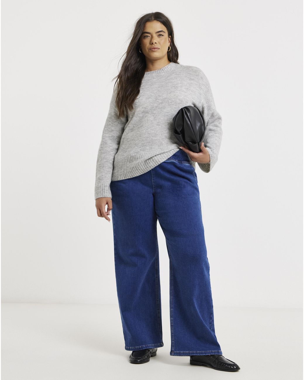 Simply Be Blue Cosy Weekender Wide Leg Jegging
