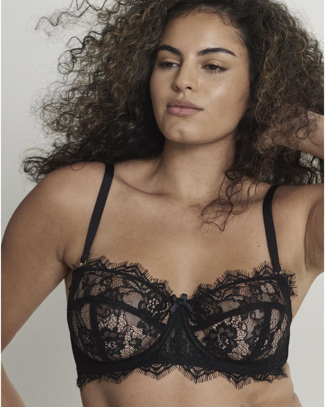 Figleaves Black Pulse Lace Balcony Bra B-G
