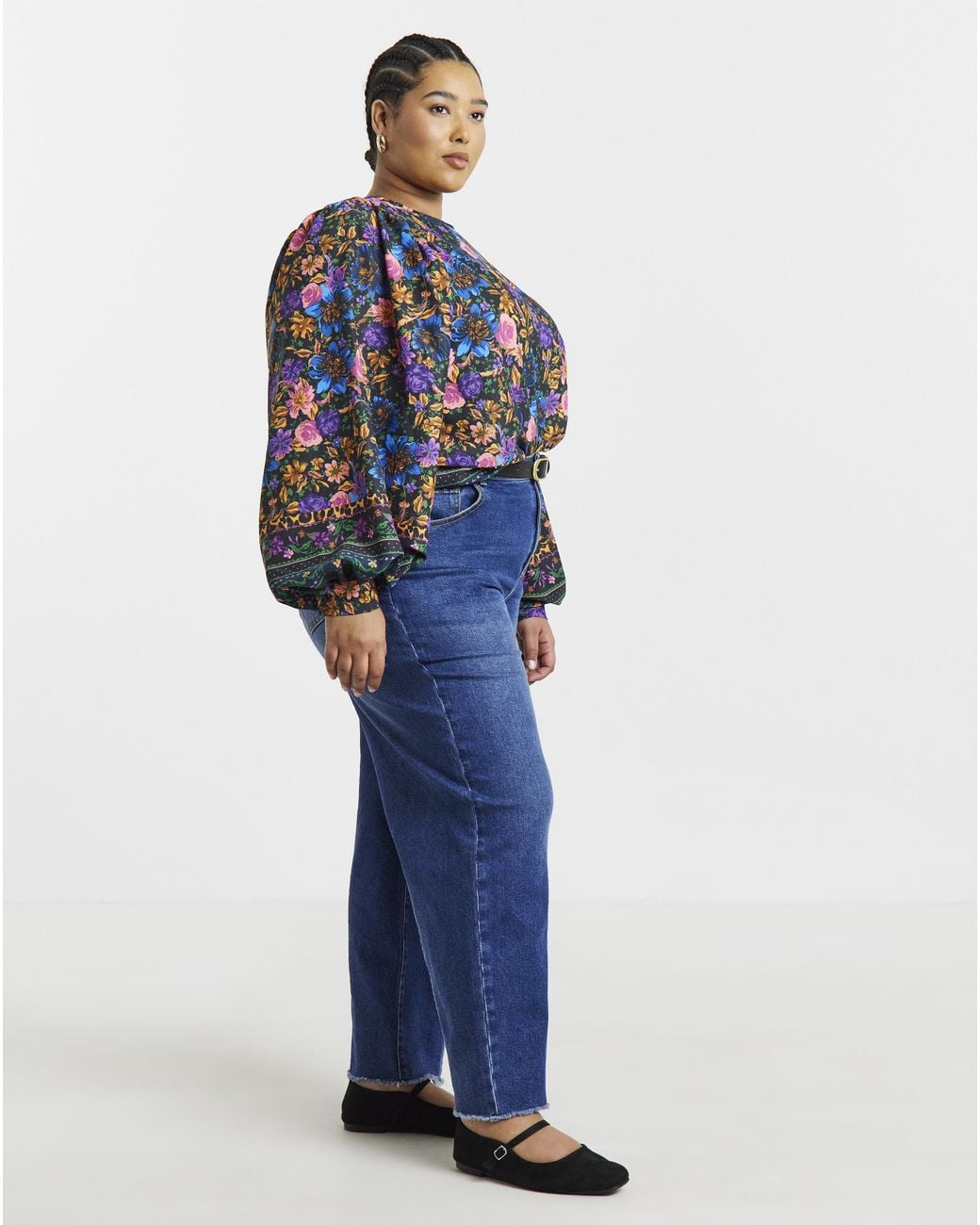 Simply Be Blue Exaggerated Sleeve Blouse