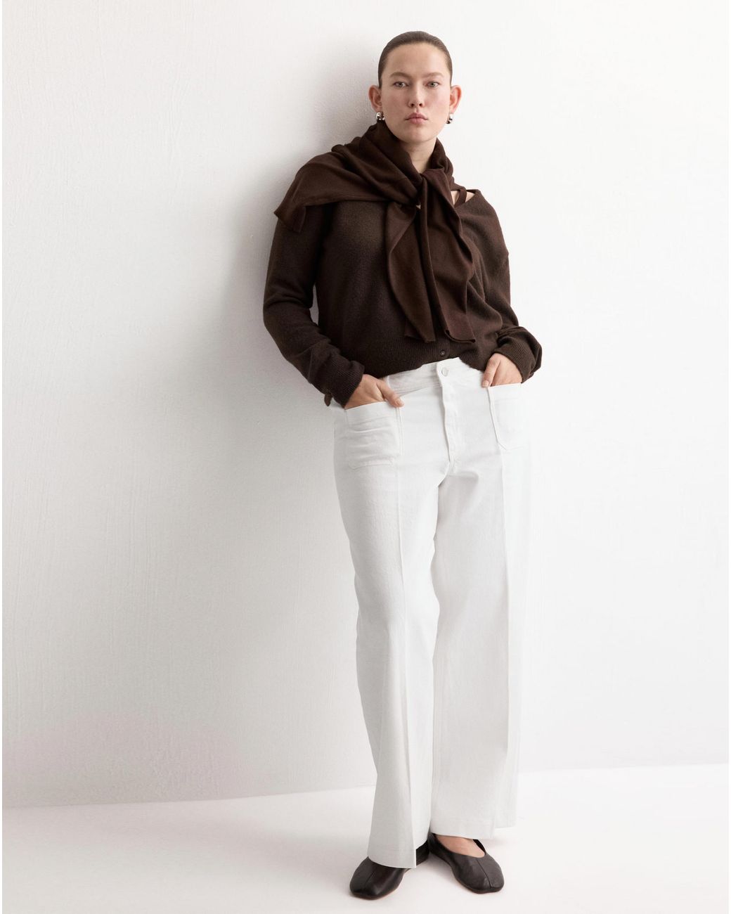 Mango White Jessie Wide Leg Jeans With Pockets