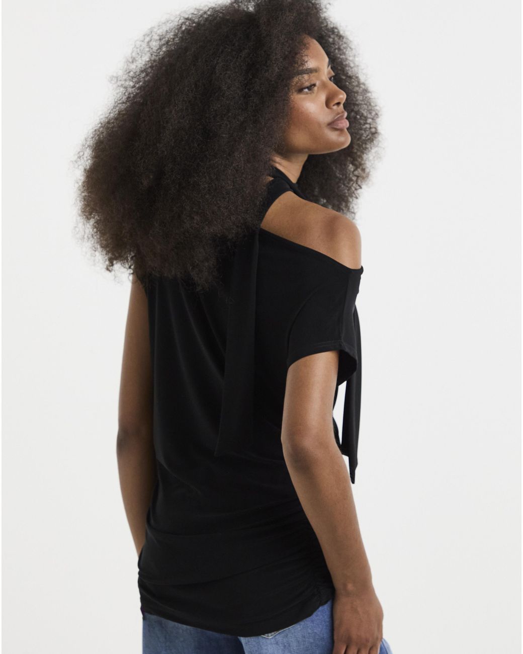 Simply Be Black Off The Shoulder Scarf Top